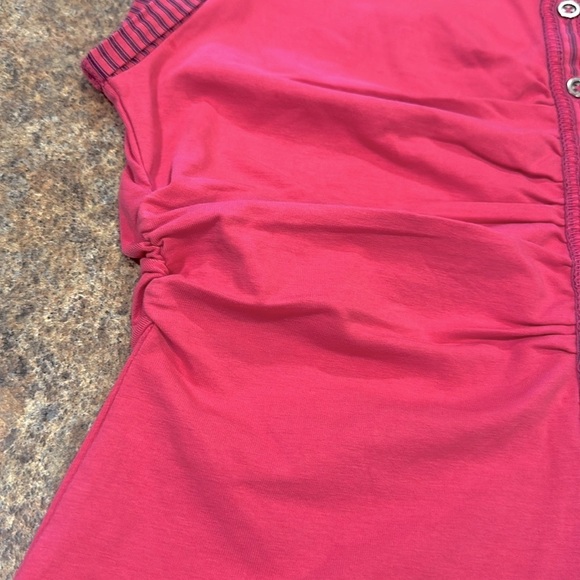 Pilcro Varsity Polo Top Size Small Pink Sleeveless Partial Button Up Pullover - Picture 7 of 15